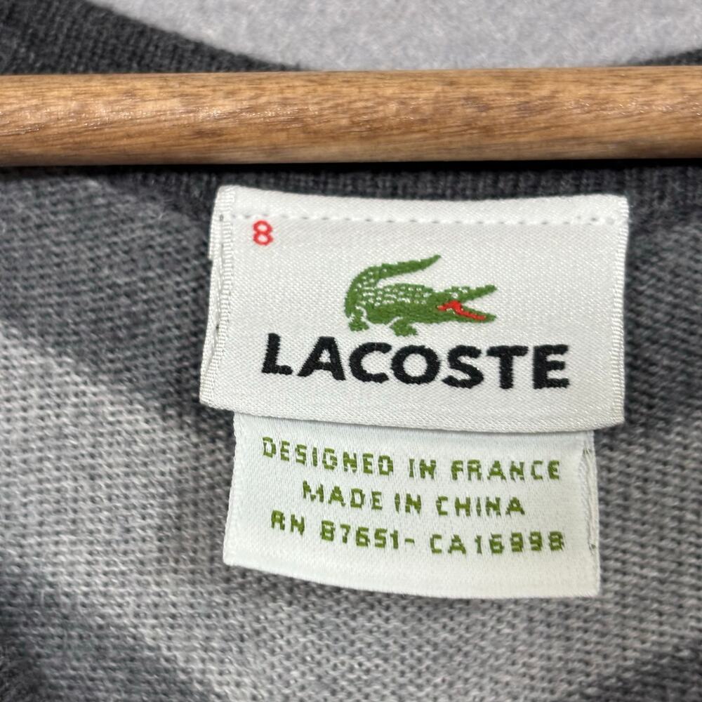 Lacoste‎ Men’s Striped Sweater 3XL Gray Preppy Minimalist Softcore Quiet Luxury - Picture 4 of 8